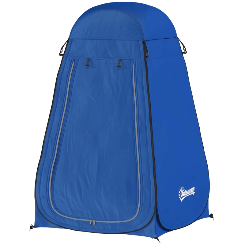 Outsunny Pop Up Shower Tent, Portable Privacy Room for Outdoor Changing, Dressing, Fishing Storage with Carrying Bag, Blue
