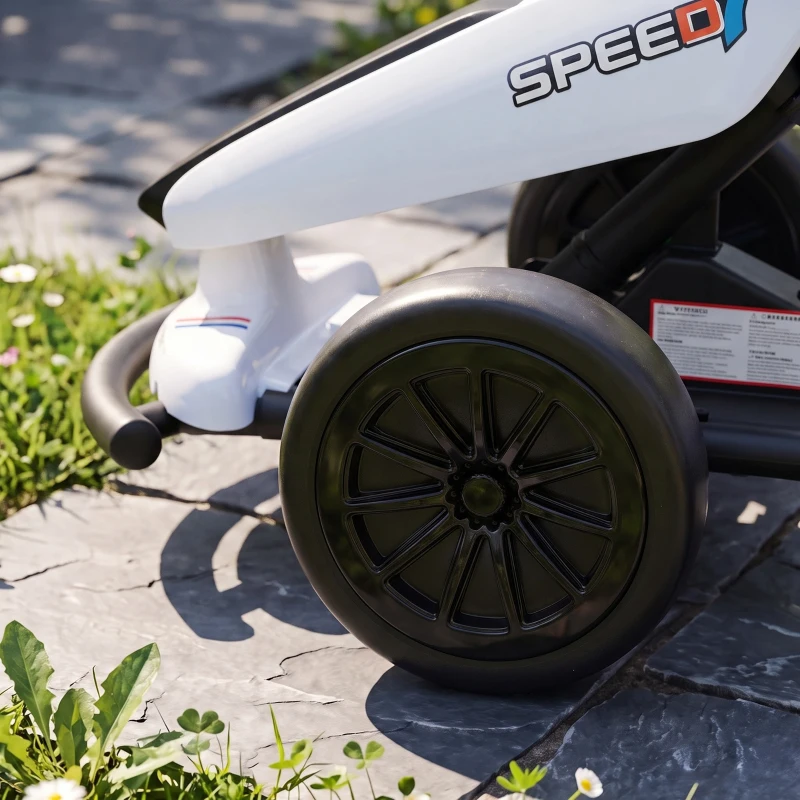 Qaba 24V Electric Drift Go Kart for Kids with Dual Motors, Soft Start, PU Wheels, 7.5MPH High Speed, for Ages 6-14, White