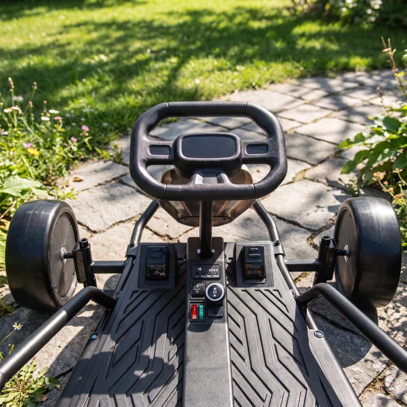 Qaba 24V Electric Drift Go Kart for Kids with Dual Motors, Soft Start, PU Wheels, 7.5MPH High Speed, for Ages 6+, Gray