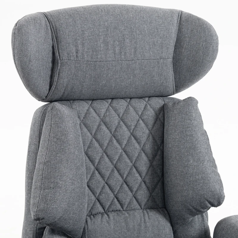 HOMCOM 495LBS Heavy Duty Office Chair with Footrest, Lumbar Support, Spring Cushion, Height Adjustable, Grey