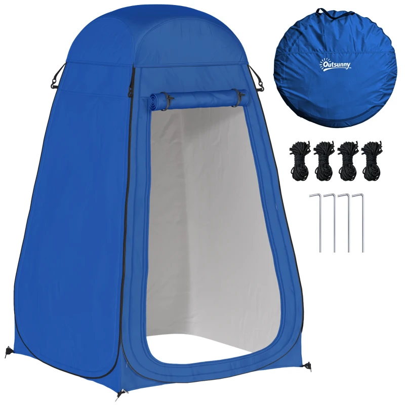 Outsunny Pop Up Shower Tent, Portable Privacy Room for Outdoor Changing, Dressing, Fishing Storage with Carrying Bag, Blue