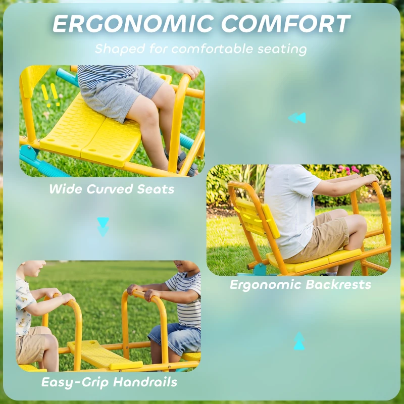 Qaba Teeter Totter Seesaw for Kids, 2 in 1 Metal Rocking Seesaw for Toddlers Age 3-8, Playground Equipment for Backyard