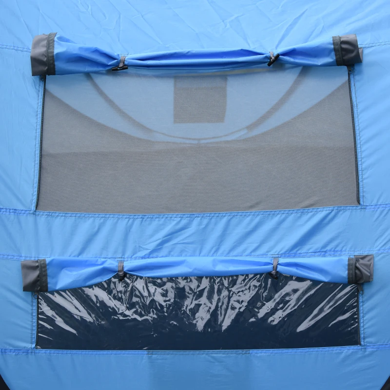 Outsunny 3 Person Camping Tent, Easy Pop Up Tent with Doors, Windows and Carry Bag, Automatic Setup Tent for Hiking, Blue