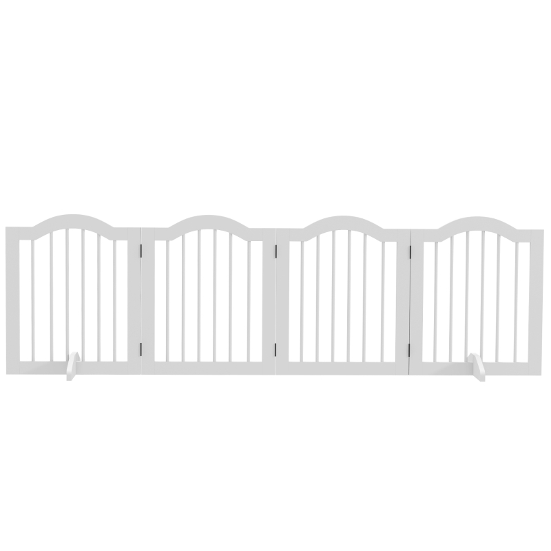 PawHut 24"H Foldable Dog Gate, 4 Panels Freestanding Pet Gate Barriers Indoor with Support Feet White