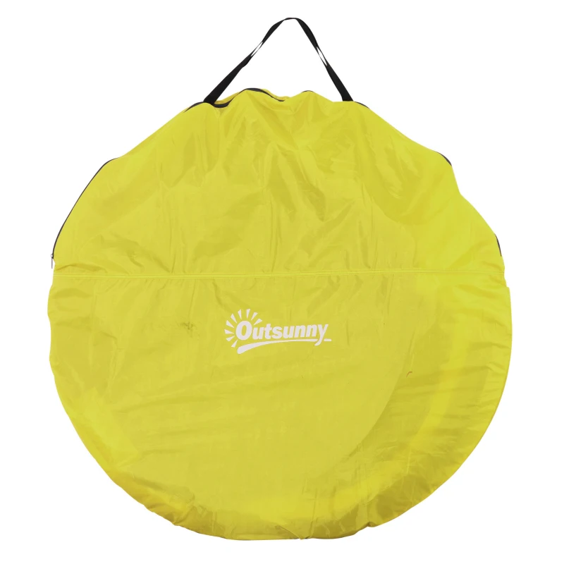 Outsunny 3 Person Camping Tent, Easy Pop Up Tent with Doors, Windows and Carry Bag, Automatic Setup Tent for Hiking, Yellow