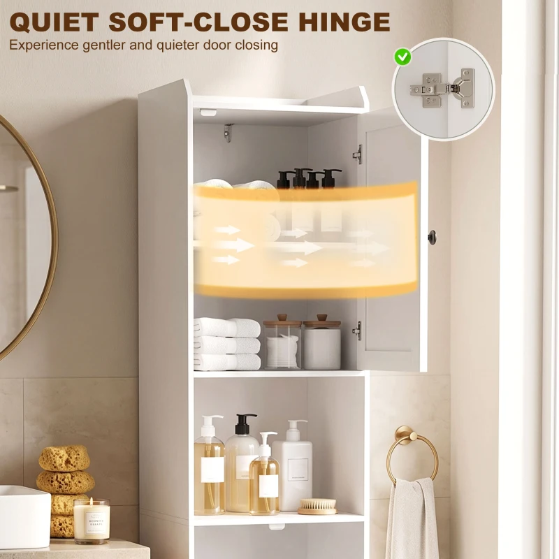 HOMCOM 67" Tall Bathroom Storage Cabinet, Freestanding Narrow Bathroom Cabinet with Tilt-out Laundry Basket, White
