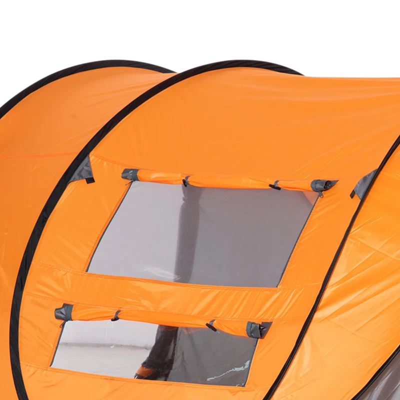 Outsunny 3 Person Camping Tent, Easy Pop Up Tent with Doors, Windows and Carry Bag, Automatic Setup Tent for Hiking, Orange