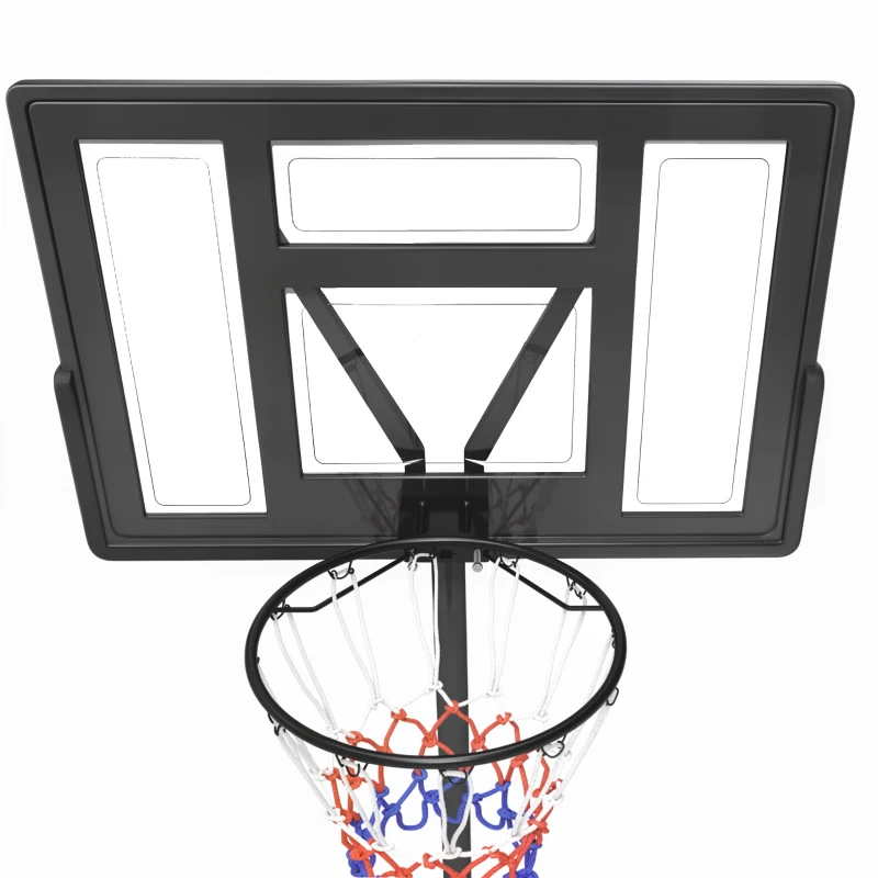 Soozier Basketball Hoop Stand Outdoor, 4.4–10 ft Single Hand Rotation Adjustable with Shatterproof Backboard & Weight Bag