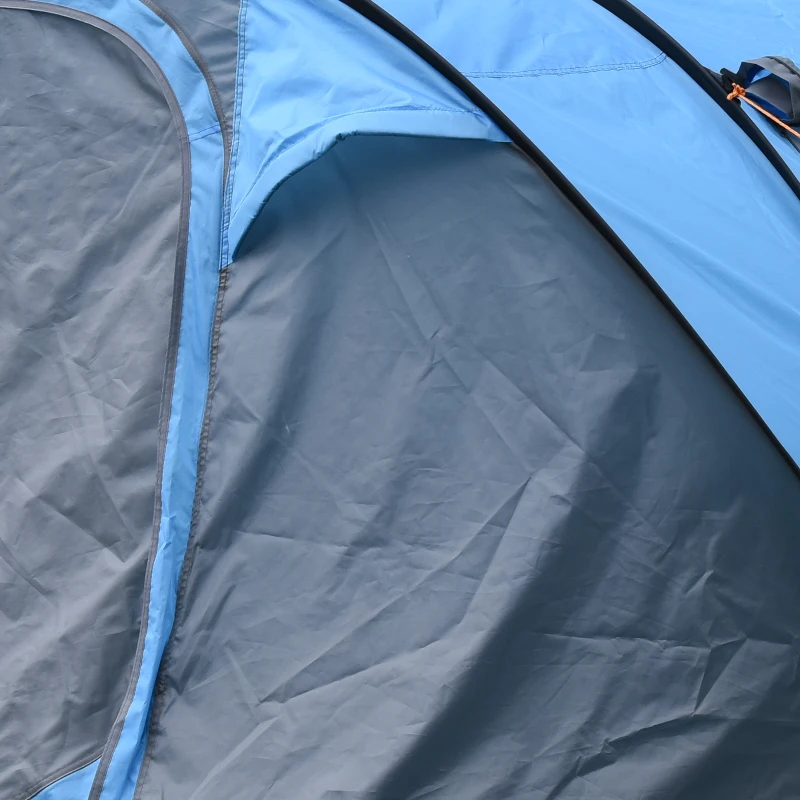Outsunny 3 Person Camping Tent, Easy Pop Up Tent with Doors, Windows and Carry Bag, Automatic Setup Tent for Hiking, Blue