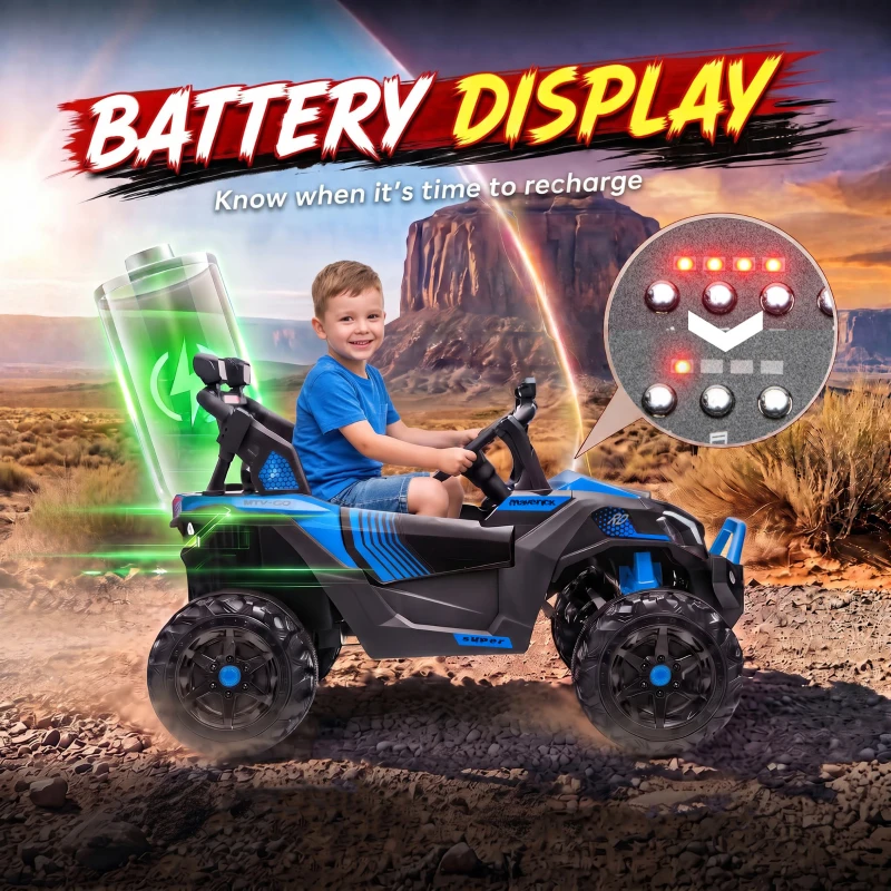 Qaba 24V 2 Seater Ride On Truck Car for Big Kids with Remote Control, Dual Motors, 4-Wheel Suspension for Ages 3-8, Blue