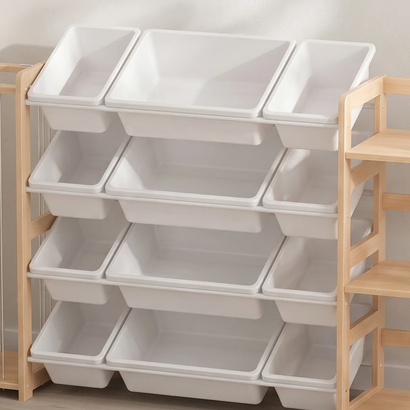 Qaba 3-in-1 Wooden Toy Storage Organizer with Stuffed Animal Storage, Bookshelf, 12 Bins for Bedroom, Playroom, Nursery