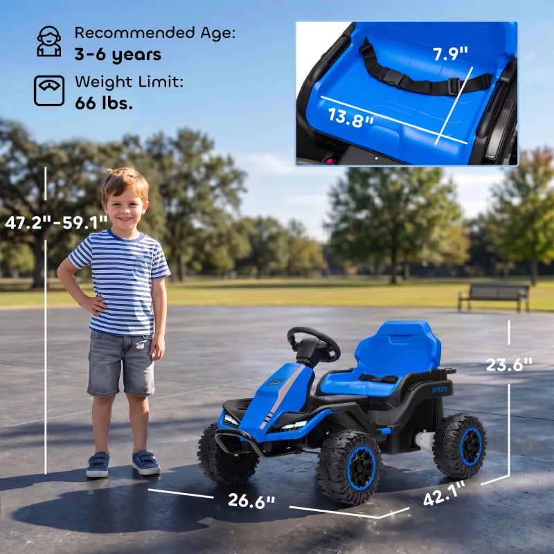 Qaba 24V Kids Electric Ride On Car with Dual Motors, Remote Control, 4-Wheel Suspension, Soft Start for 3-6 Years, Blue