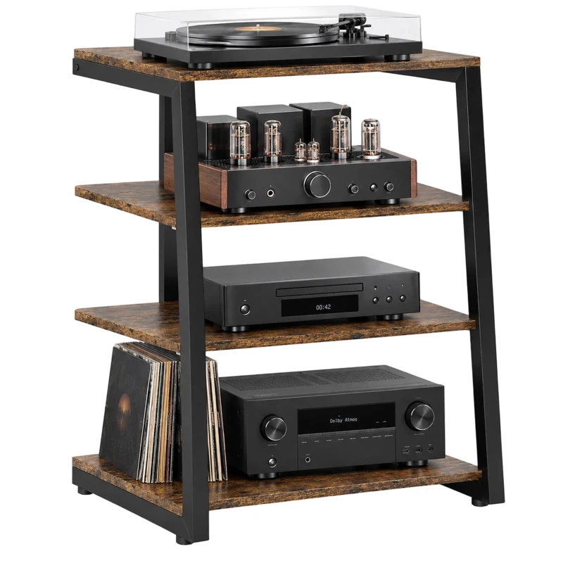 HOMCOM TV Stand Cabinet for 28" TVs with Adjustable Shelves and Extension Lead Holder for Living Room, Rustic Brown