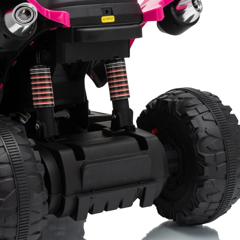 Qaba 12V Kids ATV with Dual Motors, Rear Suspension, 2.2 MPH Max, Light-Up Wheels, Music, Horn, Headlights for 3-6 Years, Red