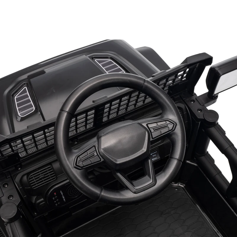 Qaba 12V Electric Car for Kids with Remote, Dual Motors, Rear Suspension, Soft Start, Music, Lights for 3-8 Years, Black