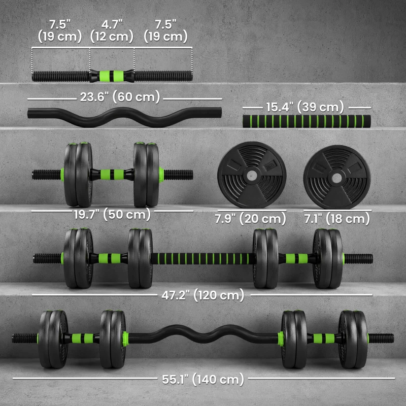 Soozier Adjustable Dumbbell Set, 4 in 1 Weights Dumbbells Set for Home Gym, 33lb Free Weights with Connector and Non-Slip Grip