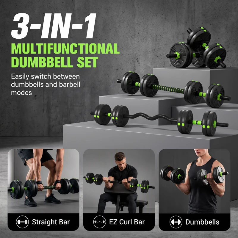 Soozier Adjustable Dumbbell Set, 4 in 1 Weights Dumbbells Set for Home Gym, 33lb Free Weights with Connector and Non-Slip Grip