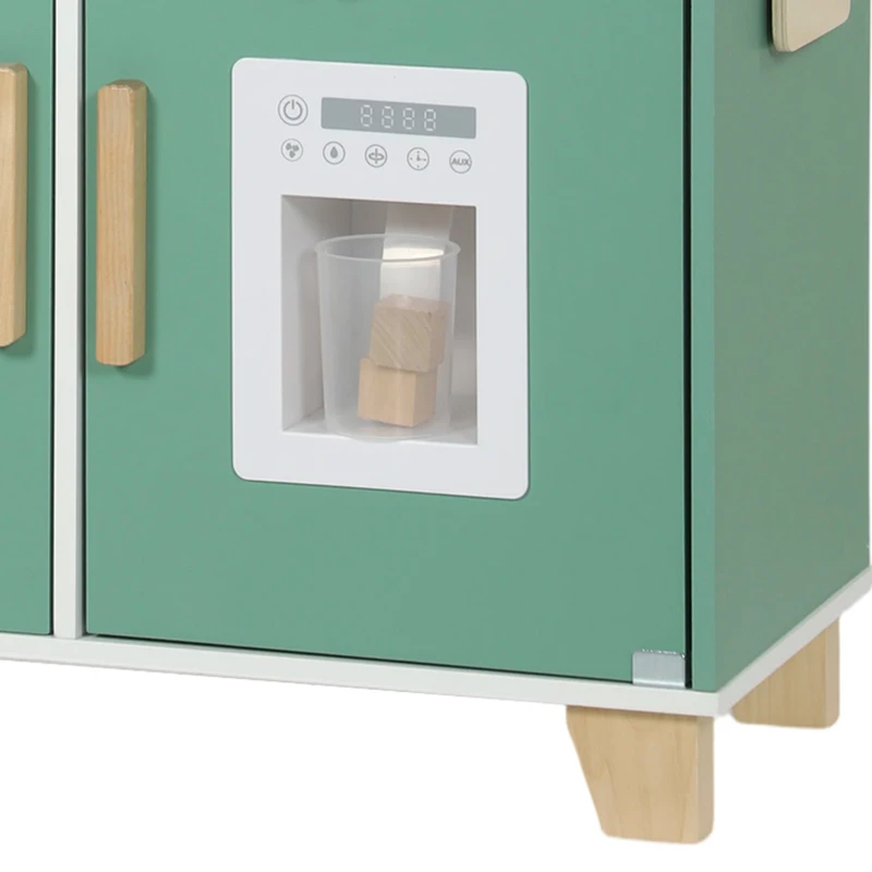 Qaba Wooden Play Kitchen Set with Microwave, Coffee Machine, Ice Maker & 19PCs Accessories, Gift for Ages 3-6 Years, Green