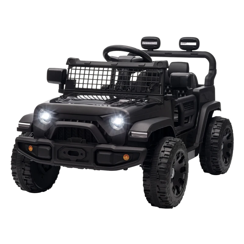 Qaba 12V Electric Car for Kids with Remote, Dual Motors, Rear Suspension, Soft Start, Music, Lights for 3-8 Years, Black