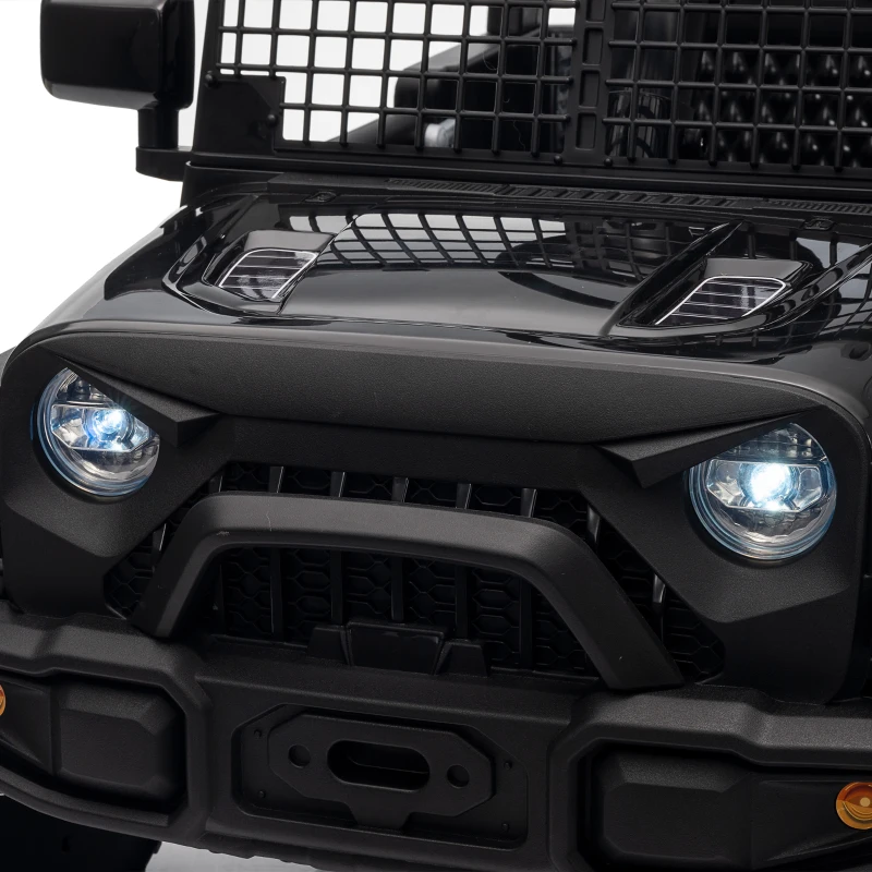 Qaba 12V Electric Car for Kids with Remote, Dual Motors, Rear Suspension, Soft Start, Music, Lights for 3-8 Years, Black