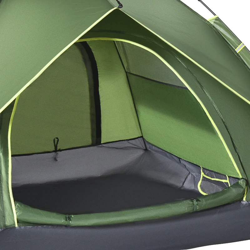 Outsunny Camping Tent, 2-3 Man Family Tent, 1000mm Waterproof, with Sewn-in Groundsheet and Carry Bag,  for Fishing, Dark Green