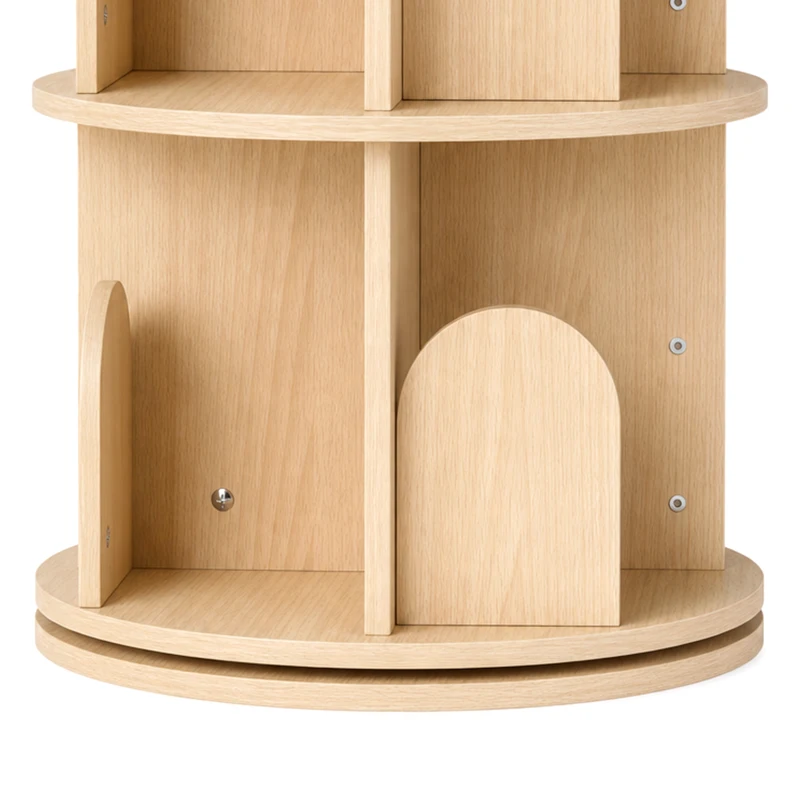 Qaba 3-Tier Rotating Bookshelf, 360° Rotating Floor-Standing Revolving Bookcase for Bedroom, Nursery, Playroom, Natural