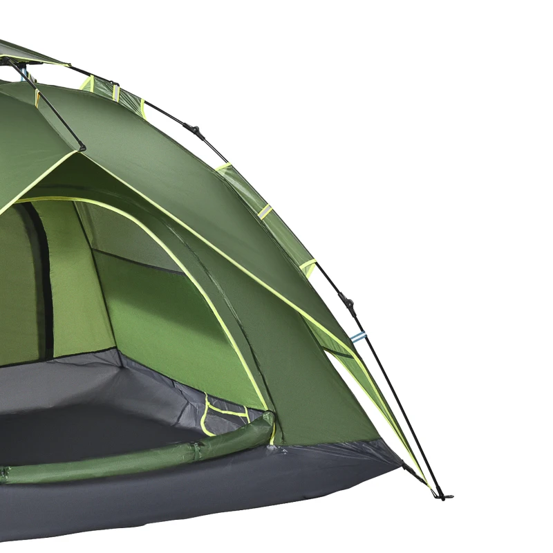 Outsunny Camping Tent, 2-3 Man Family Tent, 1000mm Waterproof, with Sewn-in Groundsheet and Carry Bag,  for Fishing, Dark Green