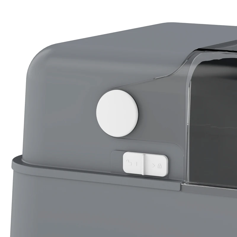 PawHut Stainless Steel Cat Litter Box with 95° Flip Lid, XXL Enclosed Metal Litter Box w/ Mat, Scoop, for Big Cats, 28"x20"x18"