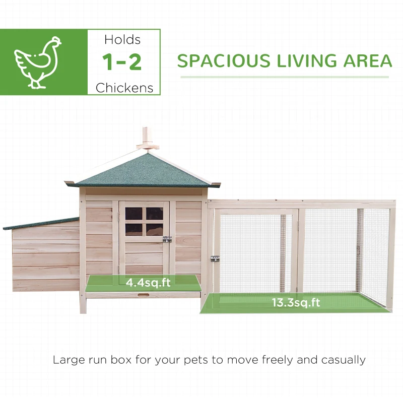 PawHut 77" Chicken Coop Hen House Rabbit Hutch Poultry Cage Pen Outdoor Backyard with Nesting Box Run Natural
