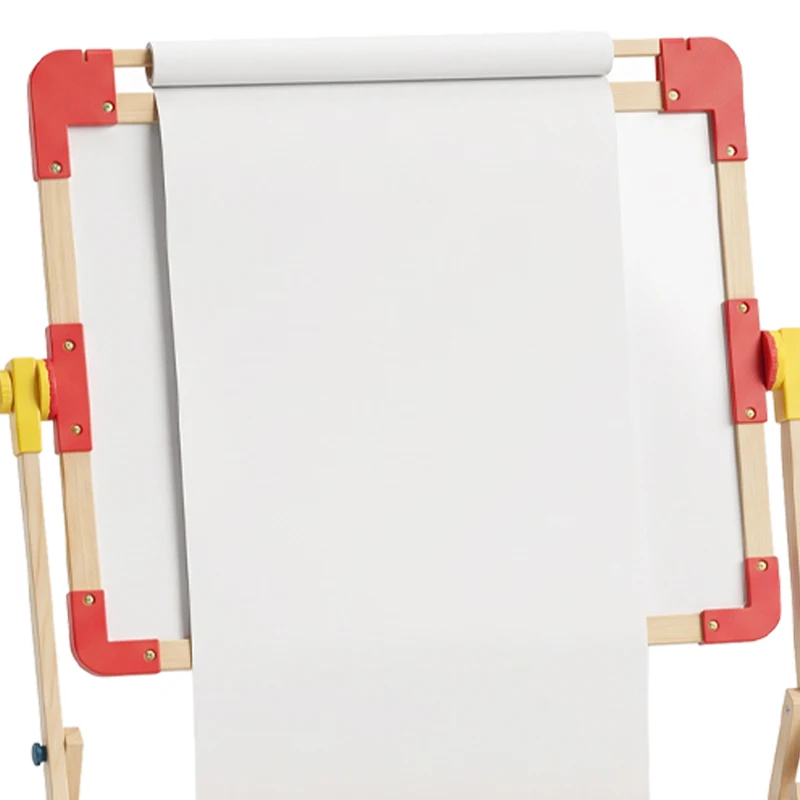 Qaba Art Easel for Kids, 3-in-1 Wooden Standing Kids Easel, Double-Sided Whiteboard Chalkboard, 360° Rotating for 3-8 Natural