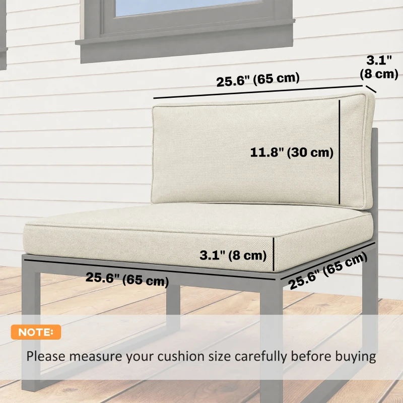 Outsunny Replacement Cushions for Rattan Furniture, 14 Piece Outdoor Seat Cushion Pad for Patio Set, 7 Seat and 7 Back, Cream
