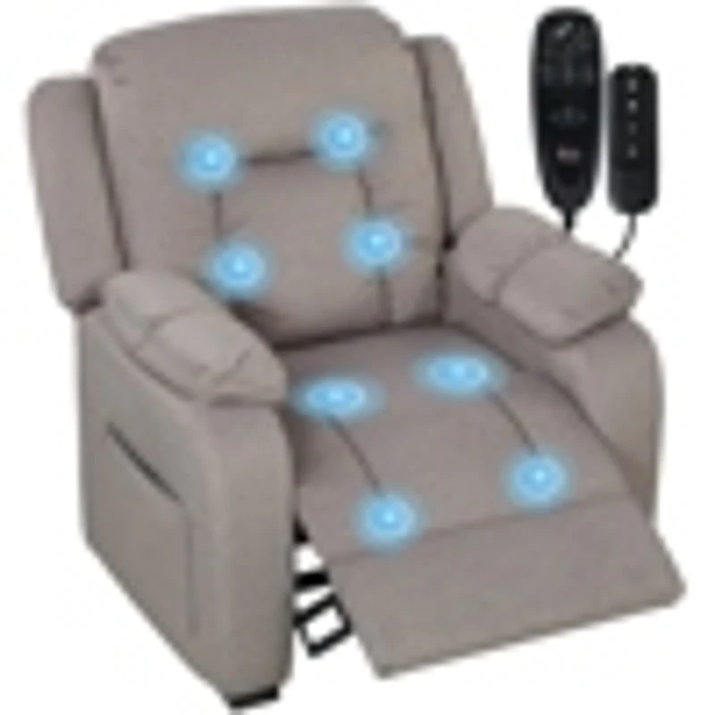 HOMCOM Massage Recliner Chair with Quiet Brushless Motor Pet-Friendly Fabric Power Recliner with 2 Memory Positions Brown