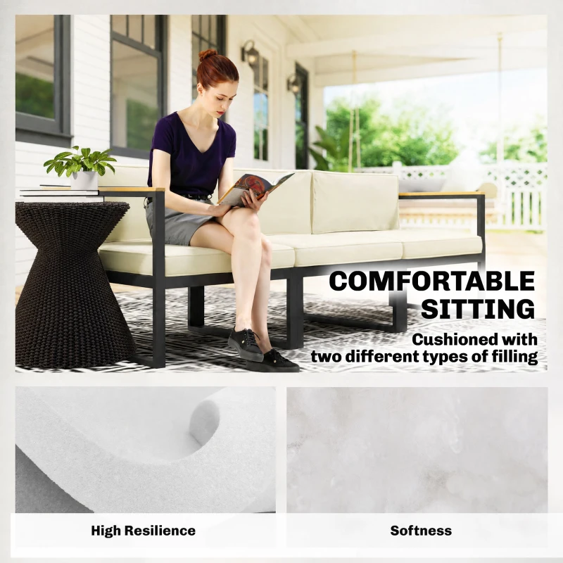 Outsunny Replacement Cushions for Rattan Furniture, 14 Piece Outdoor Seat Cushion Pad for Patio Set, 7 Seat and 7 Back, Cream
