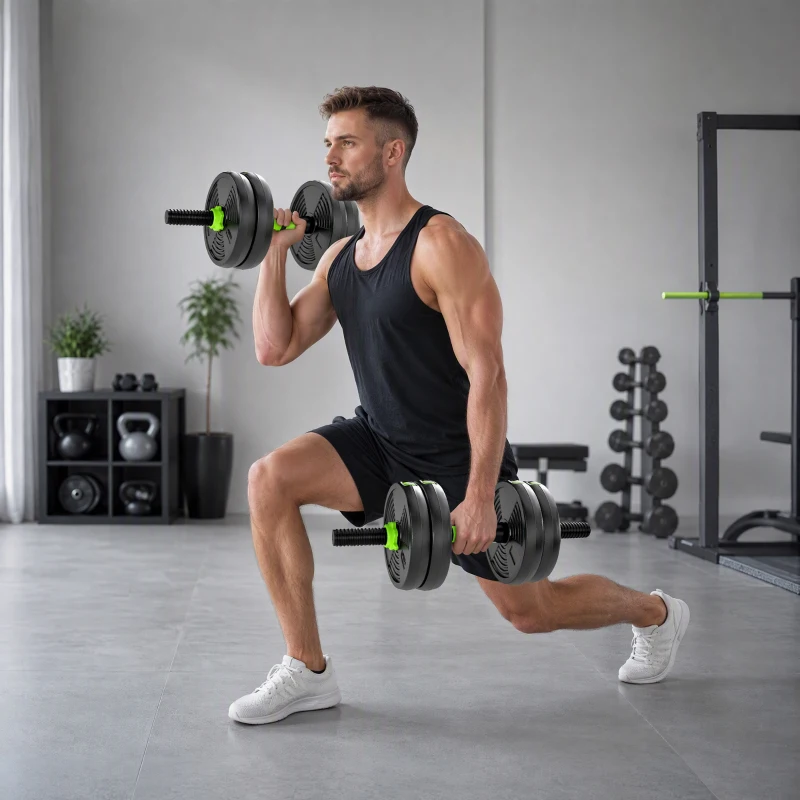 Soozier Adjustable Dumbbell Set, 4 in 1 Weights Dumbbells Set for Home Gym, 33lb Free Weights with Connector and Non-Slip Grip