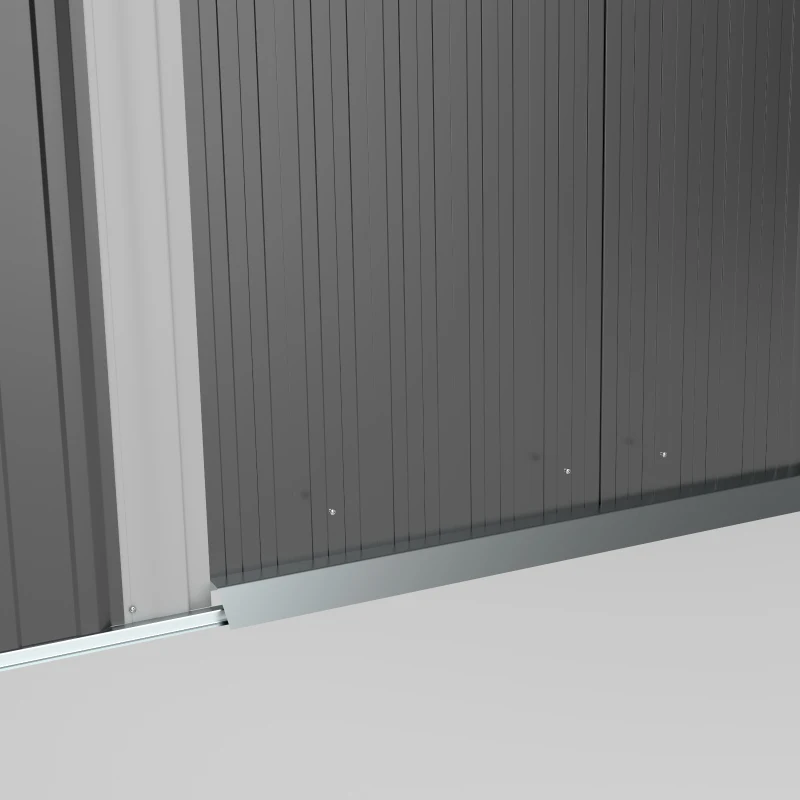 Outsunny 9' x 6.5' Outdoor Metal Garden Shed Utility Tool Storage Steel Backyard Storage House, Light Grey