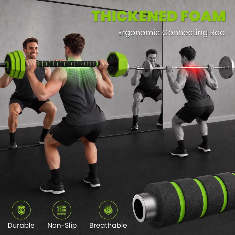 Soozier 6-in-1 Adjustable Dumbbell Set, Used as Kettlebell, Barbell, Dumbbell, Push-Up Stand, 55lbs Free Weights Set, Green