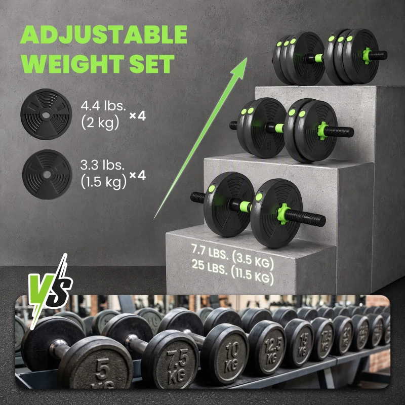 Soozier Adjustable Dumbbell Set, 4 in 1 Weights Dumbbells Set for Home Gym, 33lb Free Weights with Connector and Non-Slip Grip