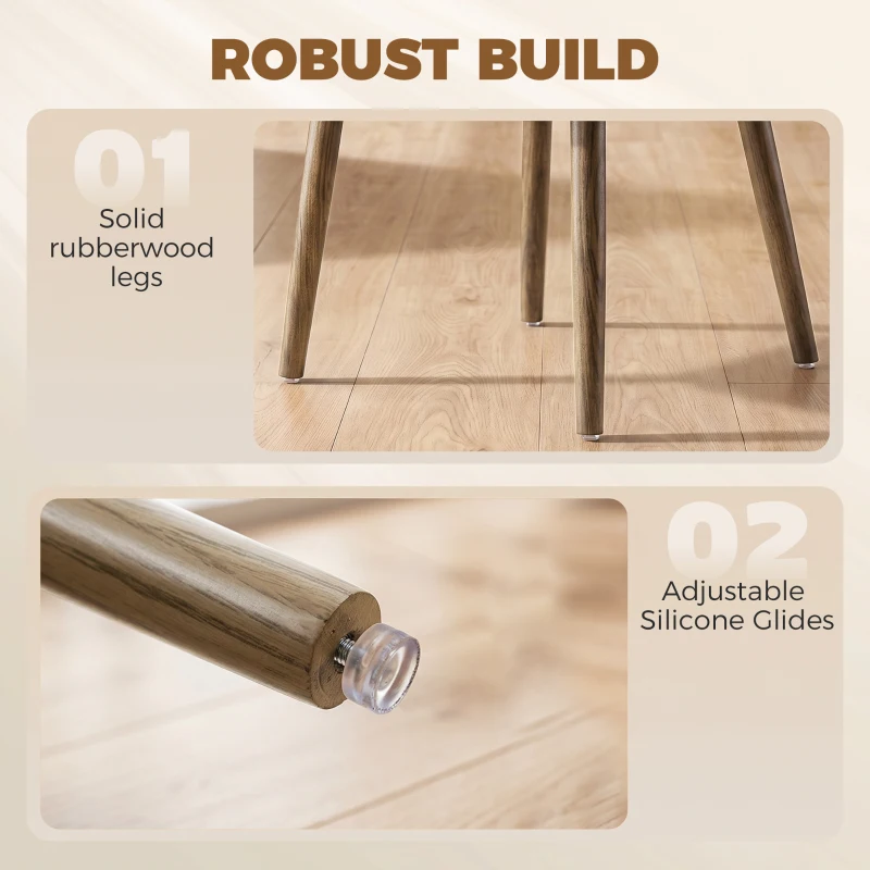 HOMCOM Dining Chairs Set Upholstered Kitchen Chenille Tool Free Assembly Rubberwood Legs, Cream White
