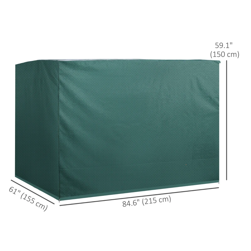 Outsunny 3-Seater Patio Swing Cover, Outdoor Garden Furniture Protection Hammock Glider Cover, Waterproof Dustproof Windproof, 85" x 61" x 59", Dark Green
