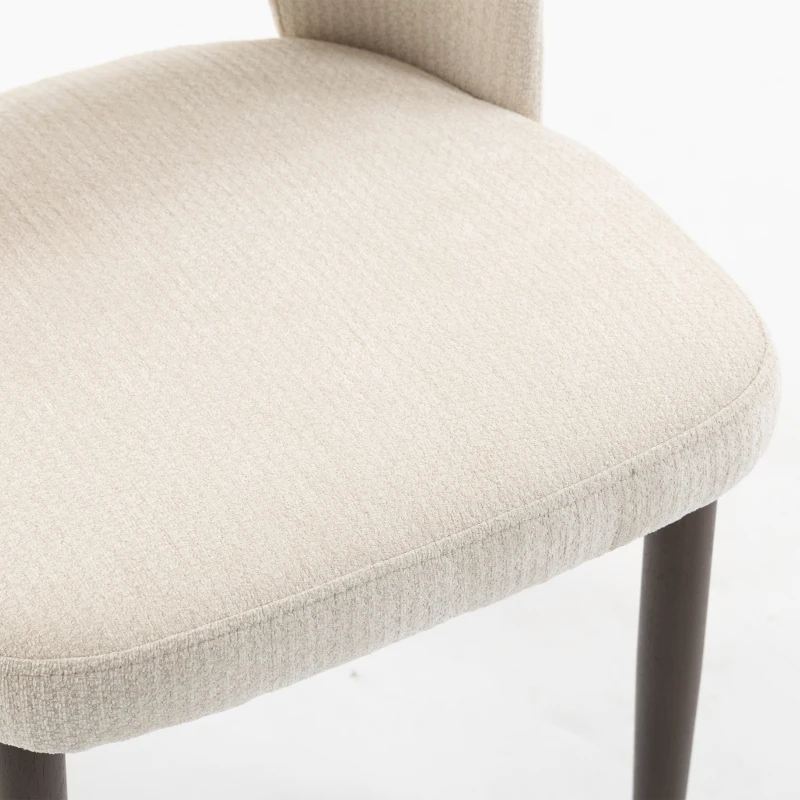 HOMCOM Dining Chairs Set Upholstered Kitchen Chenille Tool Free Assembly Rubberwood Legs, Cream White