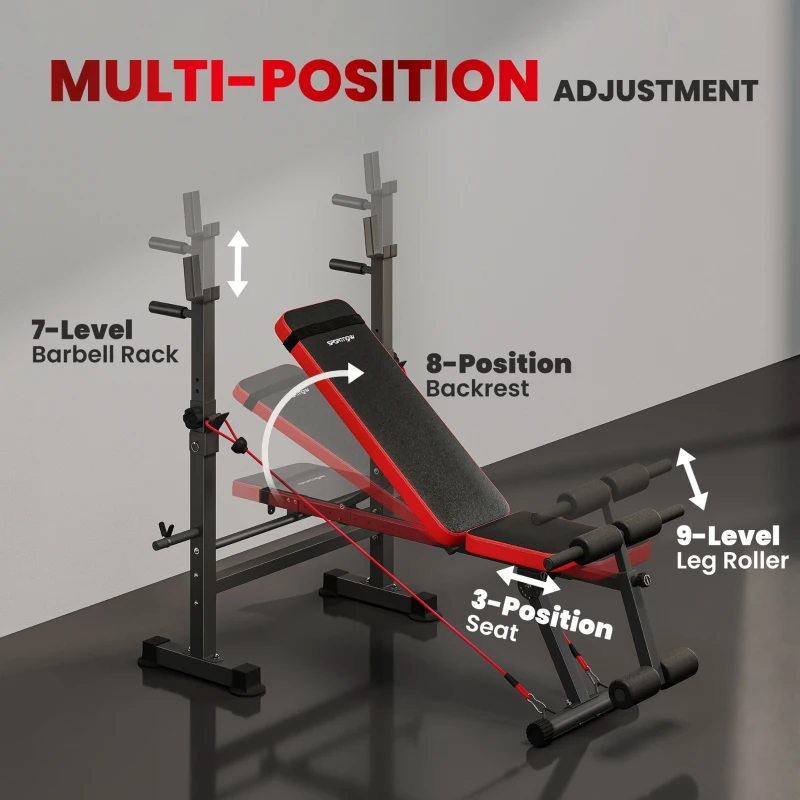 Soozier 924LBS Adjustable Weight Bench with Bench Press Rack, Dip Station, Flat & Incline Design for Home Gym Strength Training