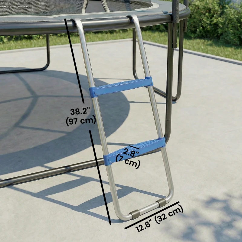 Soozier Trampoline Ladder, 2-Steps with Horizontal Wide Steps, Universal Hook, Galvanized Steel Frame, 330LBS Load Capacity