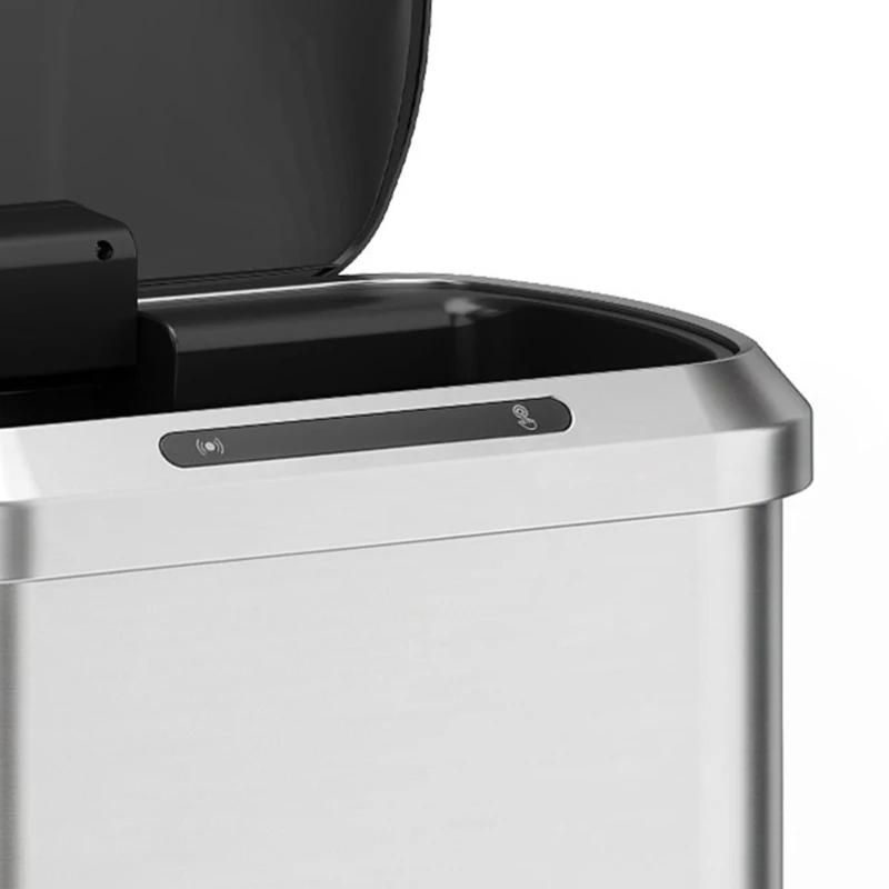 HOMCOM Automatic Trash Can, 13.2Gal / 50L Touchless Garbage Can with Soft-Close Lid, Stay Open, Stainless Steel, Silver