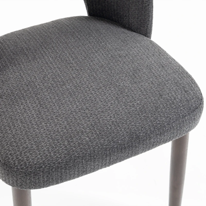 HOMCOM Dining Chairs Set Upholstered Kitchen Chenille Tool Free Assembly Rubberwood Legs, Dark Grey