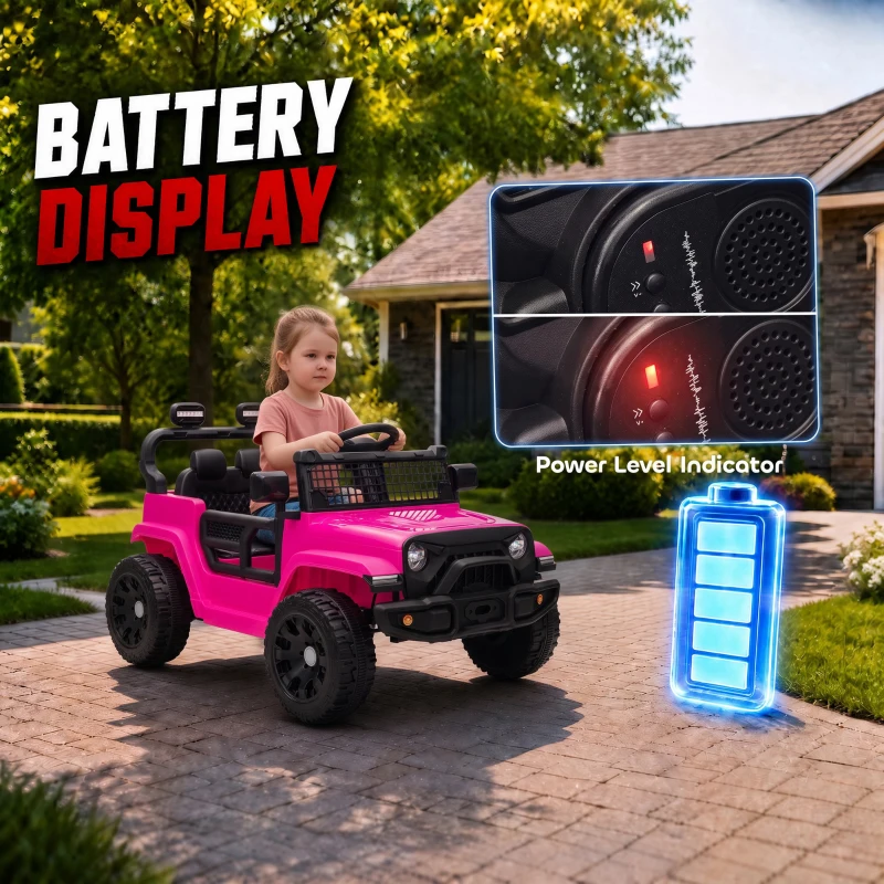 Qaba 12V Electric Car for Kids with Remote, Dual Motors, Rear Suspension, Soft Start, Music, Lights for 3-8 Years, Pink