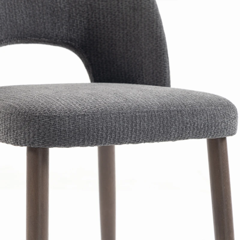 HOMCOM Dining Chairs Set Upholstered Kitchen Chenille Tool Free Assembly Rubberwood Legs, Dark Grey