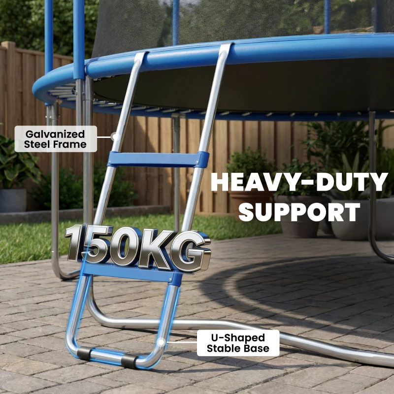 Soozier Trampoline Ladder, 2-Steps with Horizontal Wide Steps, Universal Hook, Galvanized Steel Frame, 330LBS Load Capacity