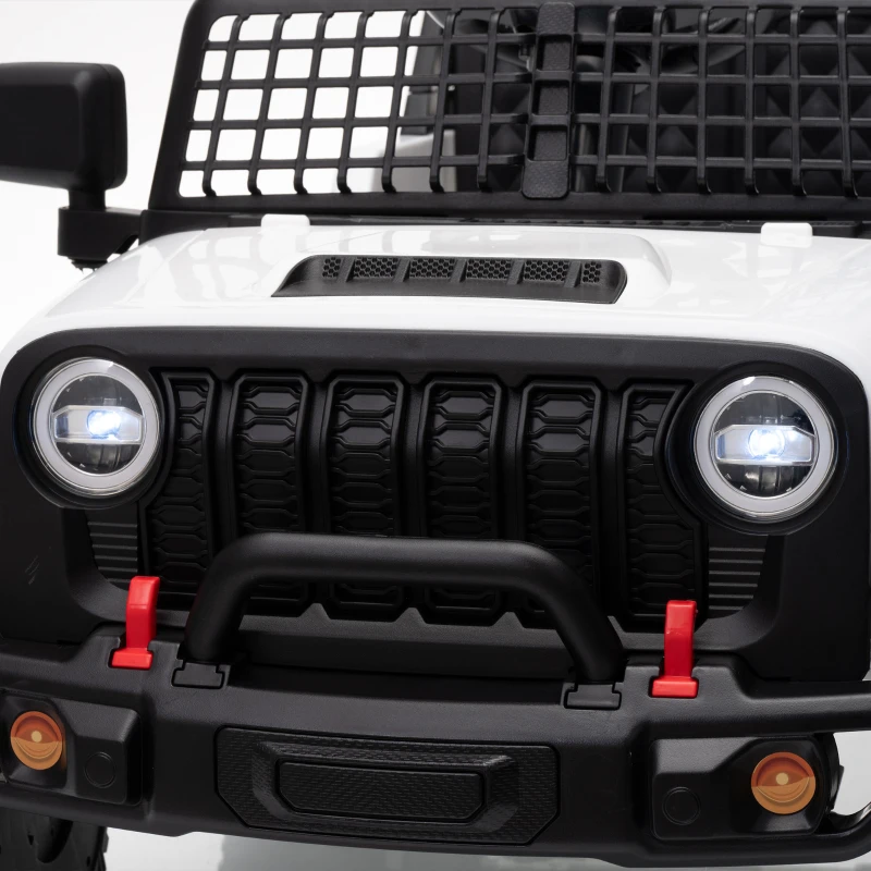 Qaba 12V Ride on Truck Car with Remote, Soft Start, 4-Wheel Suspension, Safety Belt, Lights, USB Music for Ages 2-4, White