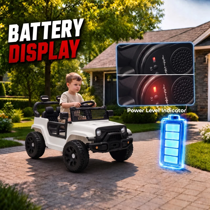 Qaba 12V Electric Car for Kids with Remote, Dual Motors, Rear Suspension, Soft Start, Music, Lights for 3-8 Years, White