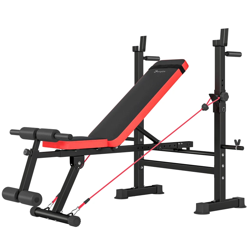 Soozier 924LBS Adjustable Weight Bench with Bench Press Rack, Dip Station, Flat & Incline Design for Home Gym Strength Training
